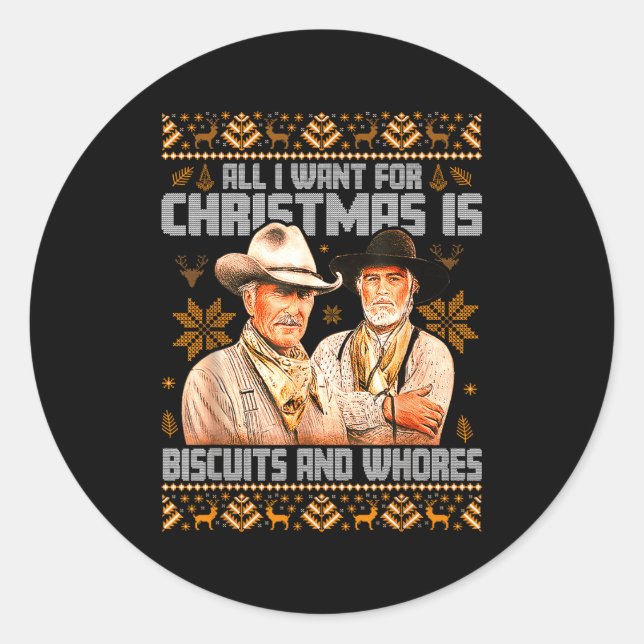 Sticker Rond Western Biscuits And S Christmas Ugly  (Devant)