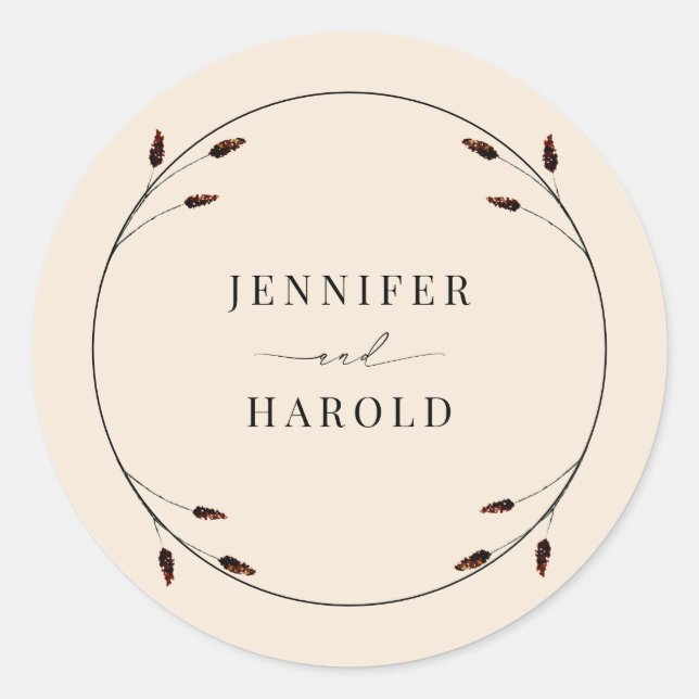 Sticker Rond Western Boho Farm Mariage (Devant)