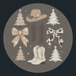 Sticker Rond Western Christmas Cowboy Country Rodéo esthétique<br><div class="desc">Western Christmas Cowboy Country Rodéo esthétique</div>