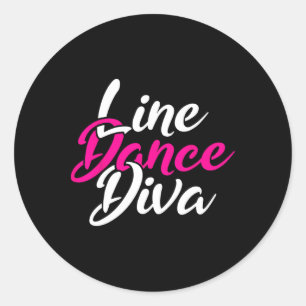 Sticker Rond Western Country Line Danser Diva Women Ligne cadea