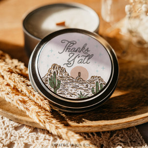 Sticker Rond Western Cowboy Boy Baby shower Merci Y'all