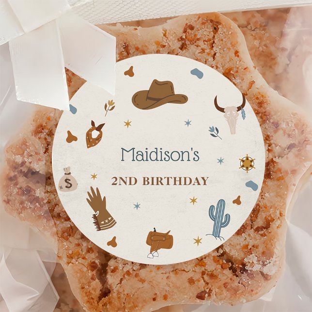 Sticker Rond Western Cowboy fête d'anniversaire (Créateur téléchargé)