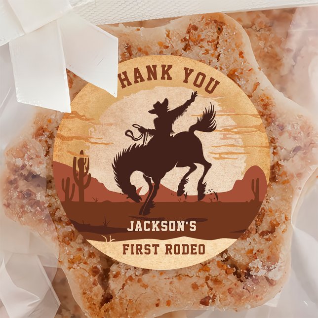 Sticker Rond Western Cowboy fête d'anniversaire (Créateur téléchargé)