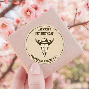 Sticker Rond Western Cowboy fête d'anniversaire