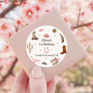 Sticker Rond Western Cowboy fête d'anniversaire