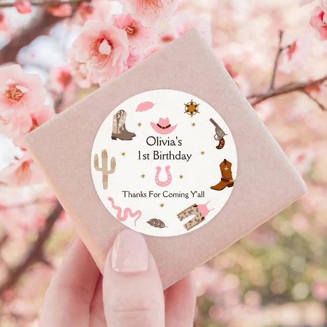 Sticker Rond Western Cowboy fête d'anniversaire (Créateur téléchargé)