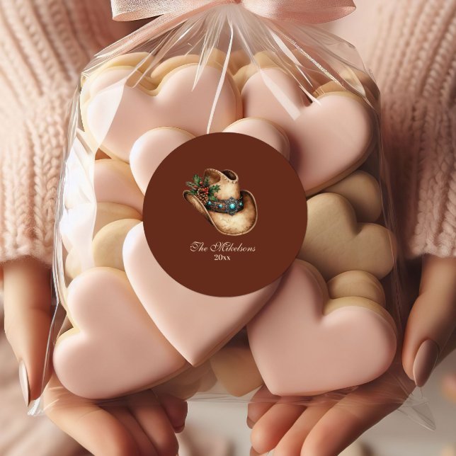 Sticker Rond Western Cowboy Hat Christmas 9 Photo   (Créateur téléchargé)