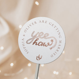 Sticker Rond Western Cowboy Pays Mariage rustique