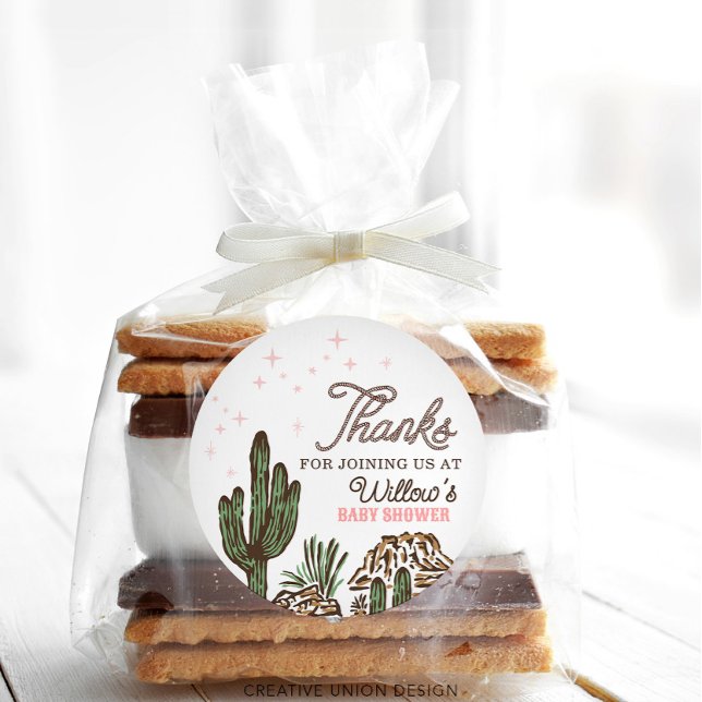 Sticker Rond Western Cowgirl Baby shower Favoriser (Créateur téléchargé)