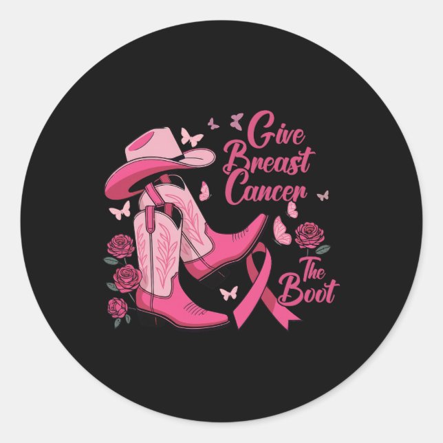Sticker Rond Western Cowgirl Donner Le Cancer Du Sein L'Acteur  (Devant)