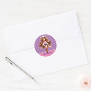 Sticker Rond Western Cowgirl Rodeo Princess 1 Personnalisé