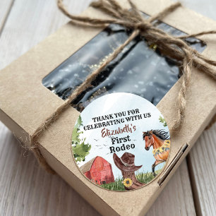 Sticker Rond Western First Rodeo Horse Grange 1er Anniversaire