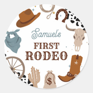Sticker Rond Western First Rodeo Wild West Boy Premier annivers