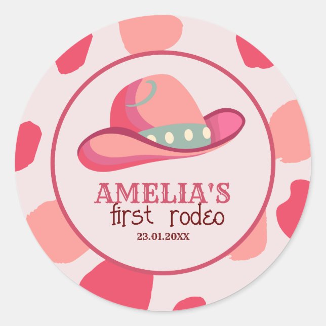 Sticker Rond Western First Rodeo Wild West Cowgirl 1er annivers (Devant)