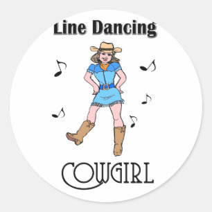 Sticker Rond Western "Line Dancing Cowgirl"