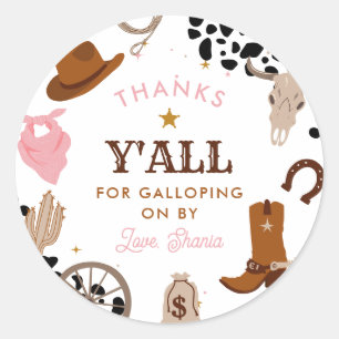 Sticker Rond Western Premier Rodéo fille premier anniversaire M