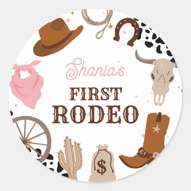 Sticker Rond Western Premier Rodéo Wild West Girl Premier anniv (Devant)
