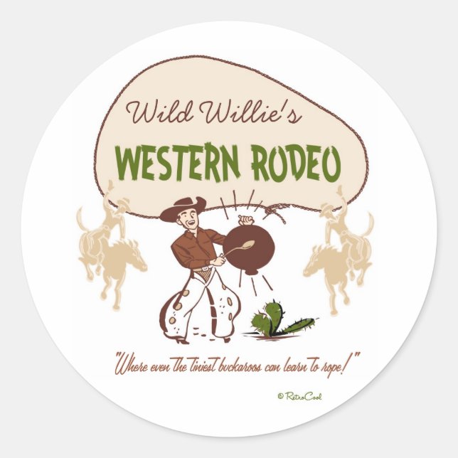 Sticker Rond "Western Rodeo" rétro (Devant)