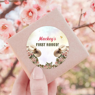 Sticker Rond Western Rustic Floral fête d'anniversaire