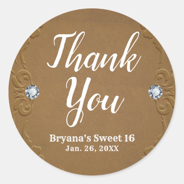 Sticker Rond Western Rustic Leather Denim & Diamonds Party