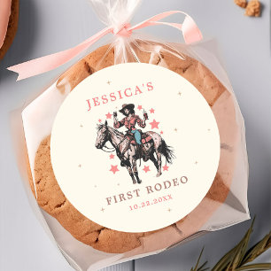 Sticker Rond Western Wild West Country Cowgirl Anniversaire