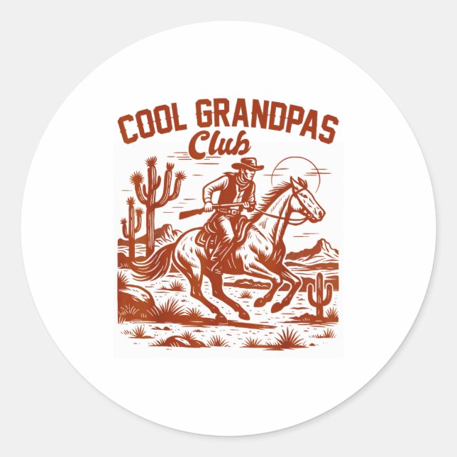 Sticker Rond Western Wild West Grandpa Papa Cool Grandpas Club  (Devant)