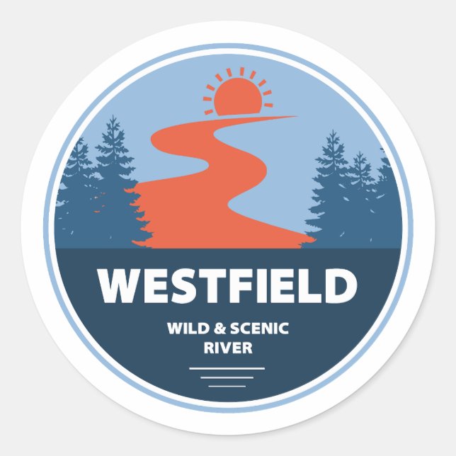 Sticker Rond Westfield Wild Et Pittoresque River Massachusetts (Devant)
