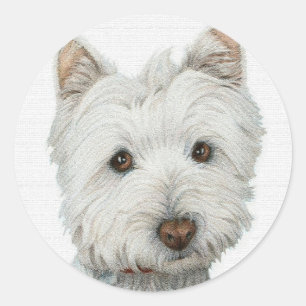 Sticker Rond Westie avec l'effet de texture