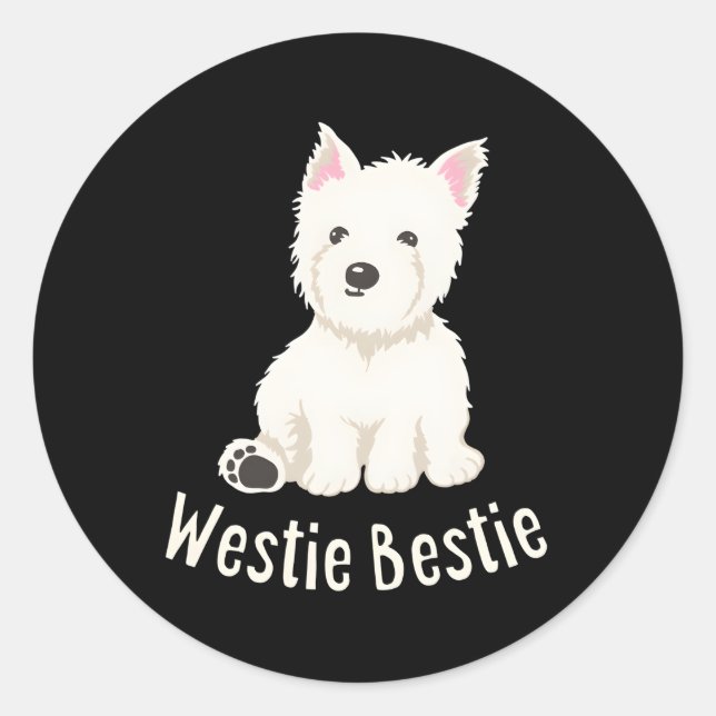 Sticker Rond Westie Bestie West Highland White Terrier (Devant)