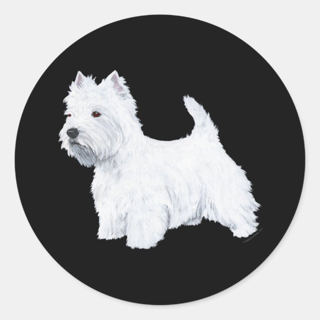 Sticker Rond Westie debout (Devant)