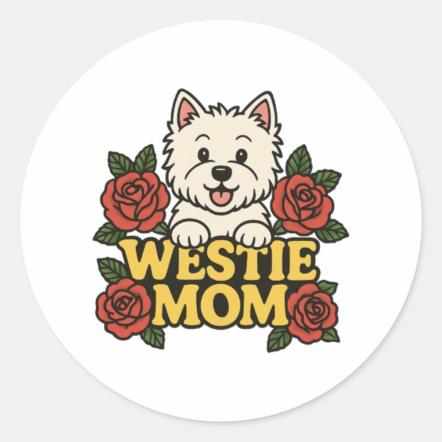Sticker Rond Westie Mom (Devant)