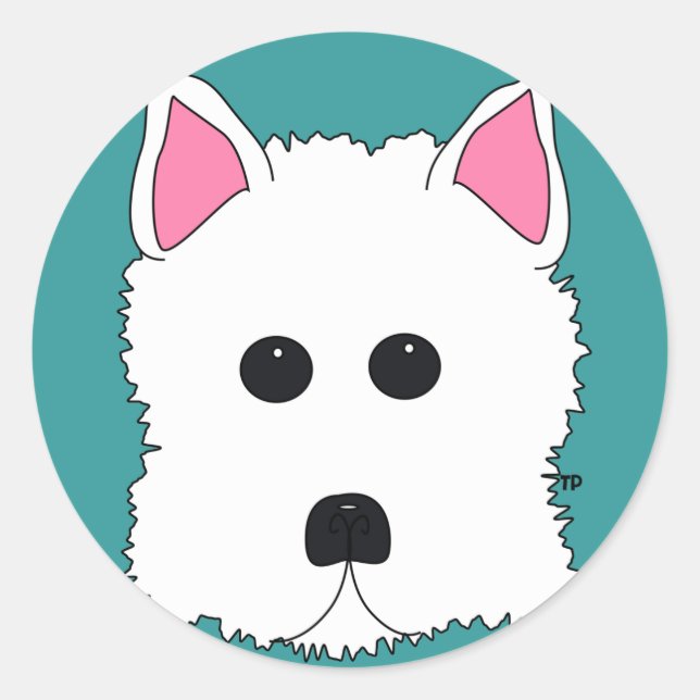 Sticker Rond Westie Portrait (Devant)