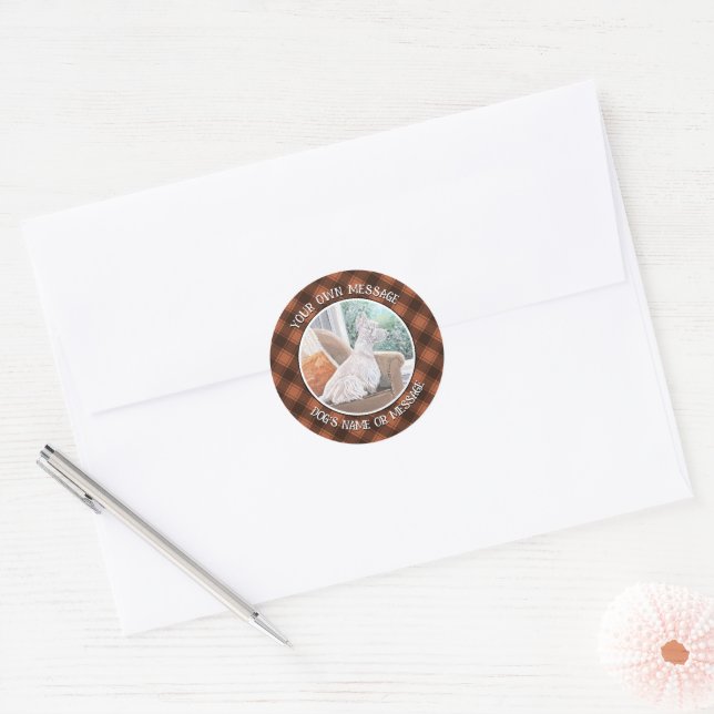 Sticker Rond Westie Recherche vers le profil B (Enveloppe)