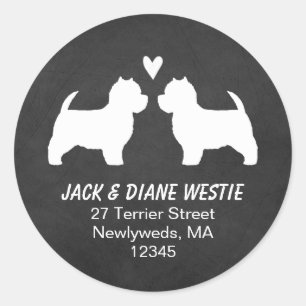 Sticker Rond Westie Silhouettes Adresse de retour