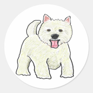 Sticker Rond Westie West Highland White Terrier