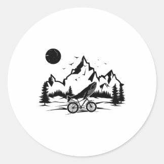 Sticker Rond Whale Riding Bicycle Vintage Funny Mountain Biking