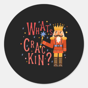 Sticker Rond Whats Crackin Fun Noël Noisette Noël Hommes Faux