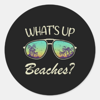 Sticker Rond Whats Up Plages Sungles Plage Palm Tree Summer Va