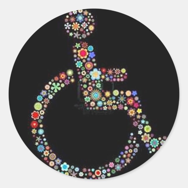 Sticker Rond wheelchair_funky_zazzle.jpeg (Devant)