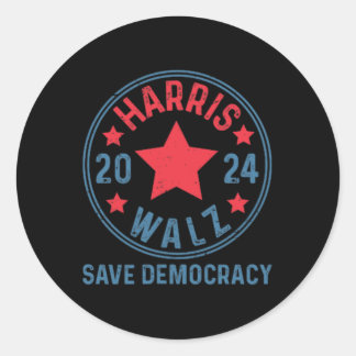 Sticker Rond Wheimer 2024 Save Democracy Kamala Harris Tim Walt