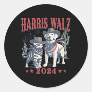 Sticker Rond Wheimer Cowboy Ce Chat Chien Sans Enfant Lady Kama