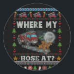 Sticker Rond WHERE MY HOSE FIREFIGHTER Ugly Christmas Sweater<br><div class="desc">WHERE MY HOSE AT FIREFIGHTER Ugly Christmas Sweater</div>