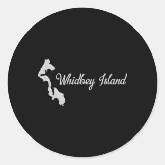 Sticker Rond Whidbey Island avec carte