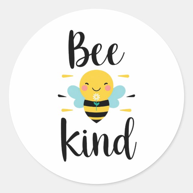 Sticker Rond Whimsical and Kind Bee Illustration (Devant)