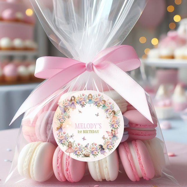 Sticker Rond Whimsical fairy garden 1st birthday  (Créateur téléchargé)