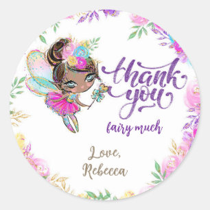 Sticker Rond Whimsical Fairy Magique Anniversaire Merci