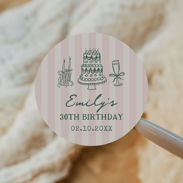 Sticker Rond Whimsical Funky Quirky 30th Birthday Party (Créateur téléchargé)