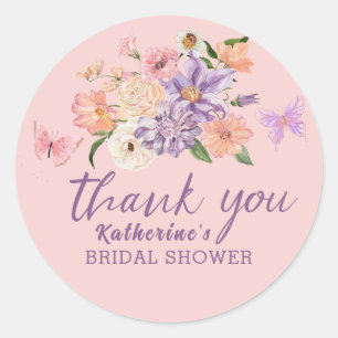 Sticker Rond Whimsical il me donne papillons nuptiale Douche