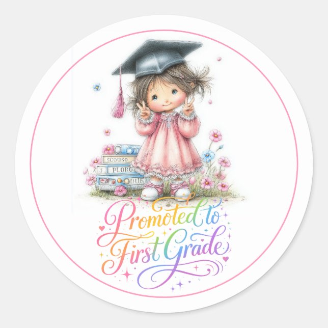 Sticker Rond Whimsical Kindergarten Graduation Celebration  (Devant)
