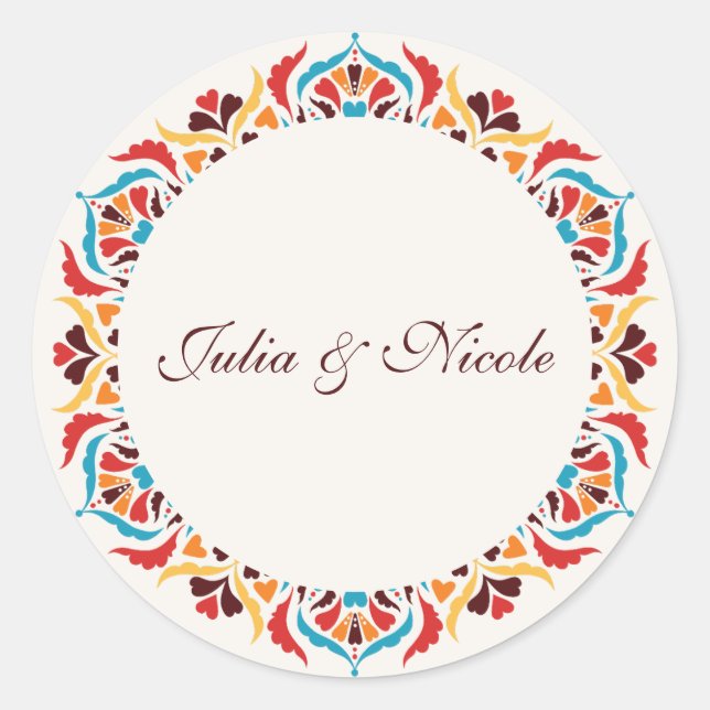 Sticker Rond Whimsical Luxury ivoire Floral Style Mariage front (Devant)